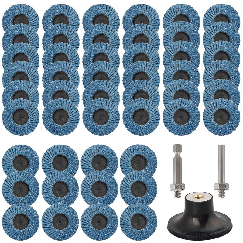 AOKLIT 48 Pcs 2 Inch Flap Disc Set, Flat Flap Discs Roll Lock Sanding Discs 40 60 80 120Grit, Sander Disc with 1/4 Inch Holder for Angle Grinder Rust Removal - Image 1